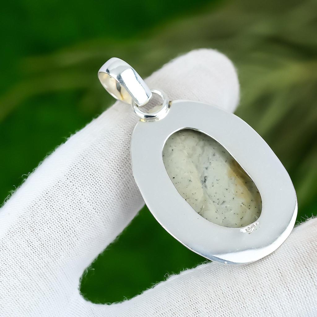 Friendship Day Deal Oval Polychrome Jasper Gemstone Boho Pendant Sterling Silver