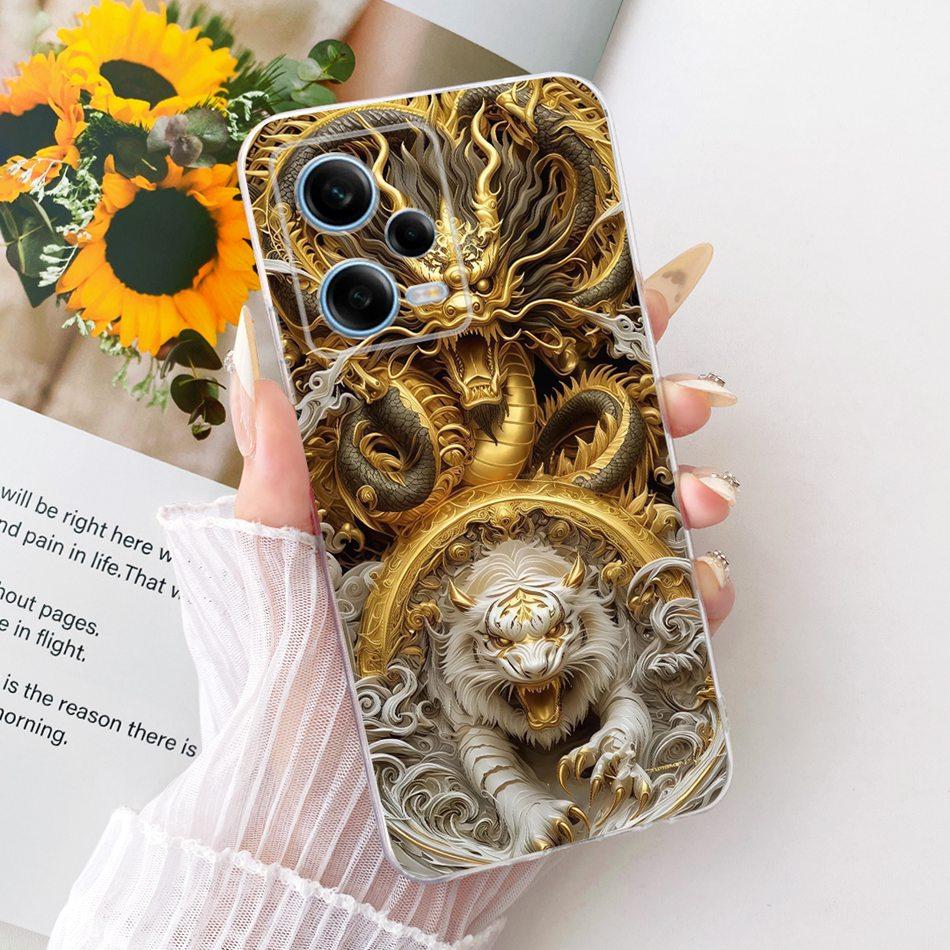 For Xiaomi Redmi Note 12 Pro 5G 2026 Cool Dragon Tiger Pattern Phone Case For Redmi Note12 Pro Soft Silicone TPU Cases Bumpers