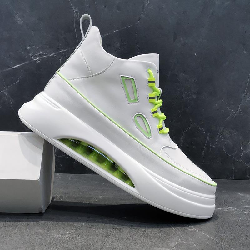 High-top Men's Shoes Autumn and Winter New Trendy Men's Shoes Thick-soled Air Cushion White Shoes Sports and Leisure Board Shoes Versatile Trendy Shoe