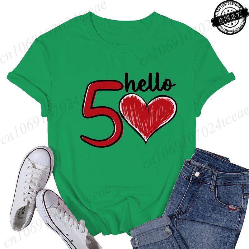 

Hello 50 Birthday TShirt for Women Clothing 50th 1976 Print TShirts Clothes Short Sleeve Tees Birthday Girls Party Tshirt Tops S