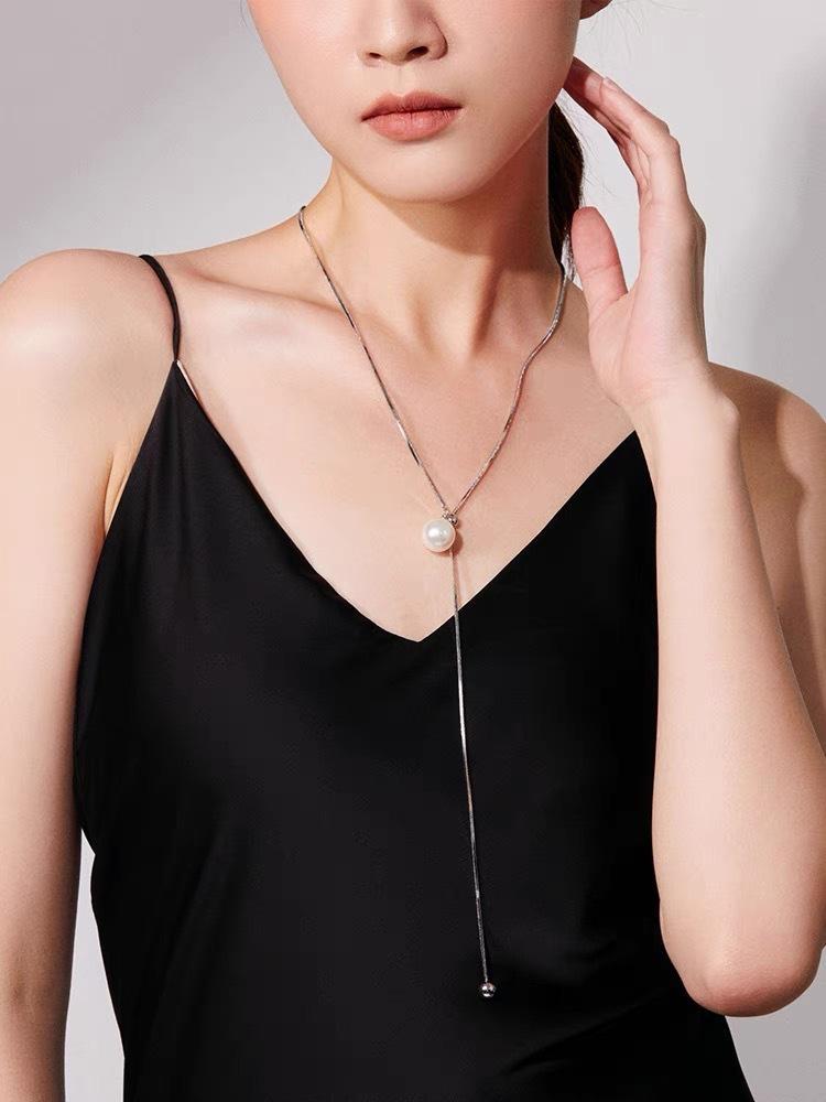 инс хайлайт жемчужный темперамент длинное ожерелье-подвеска свитерная цепочка пуловер регулируемая модная шейная цепочка аксессуары