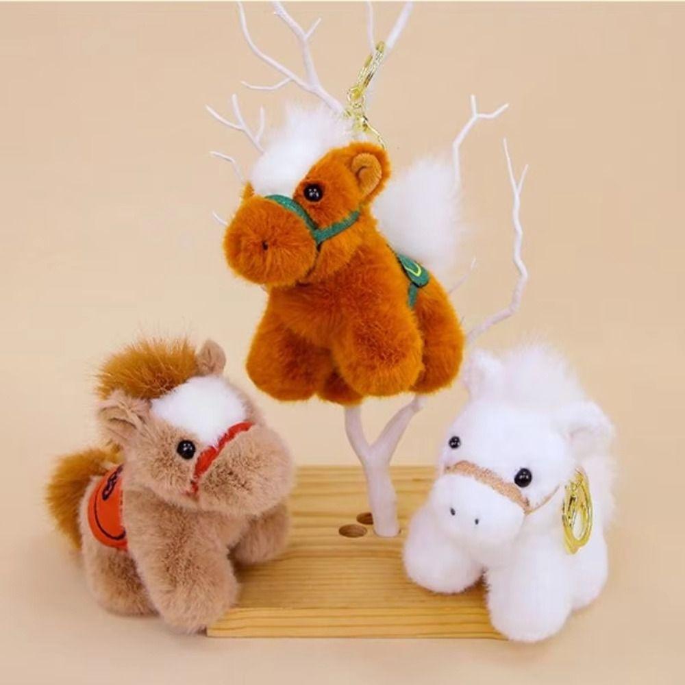 PP Cotton Vintage Pony Plush Keychain Mascot Chinese Horse Plush Keyring  Birthday Gift