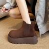 Muffin Thick-soled Chelsea Boots Women's Cigarette Boots Autumn and Winter New Height-increasing Short Tube Matte Leather Short Tube Fashion Boots