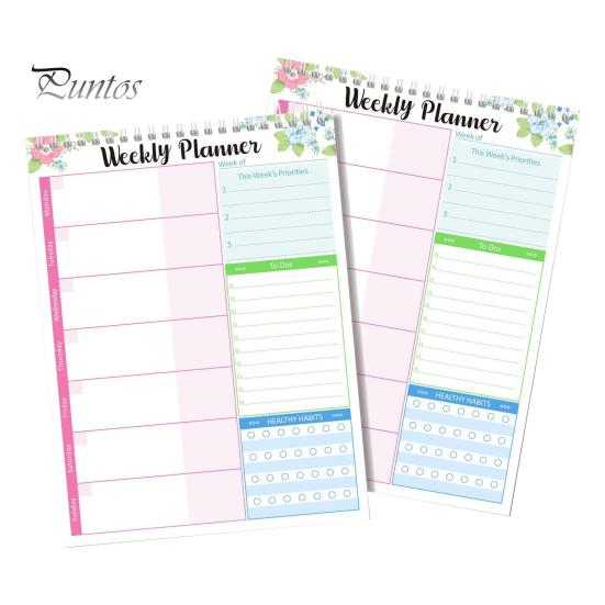 Planificador diario Diseño de bobina Planificador semanal Bloc de notas Recordatorios de citas Cuaderno para el hogar Escuela Oficina