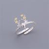 Japanese and Korean Christmas Reindeer Adjustable Silver-Plated Ring for Women