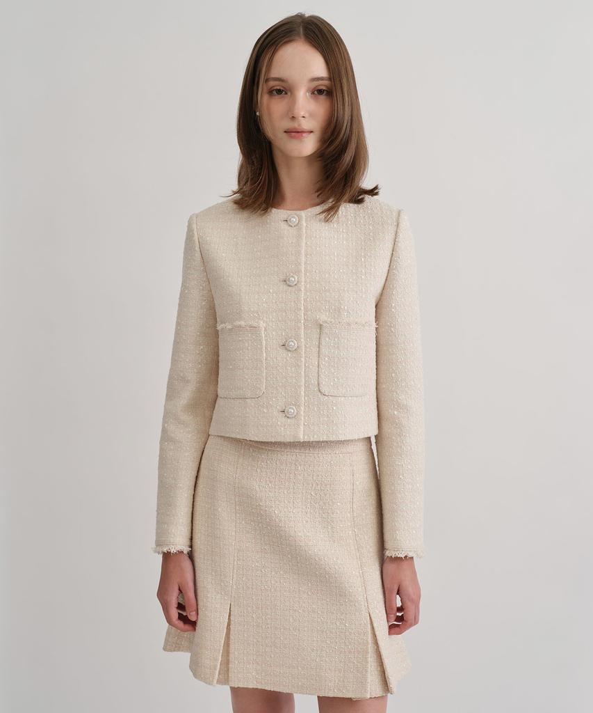 TOWAV Lemay Tweed Jacket_Pale Pink