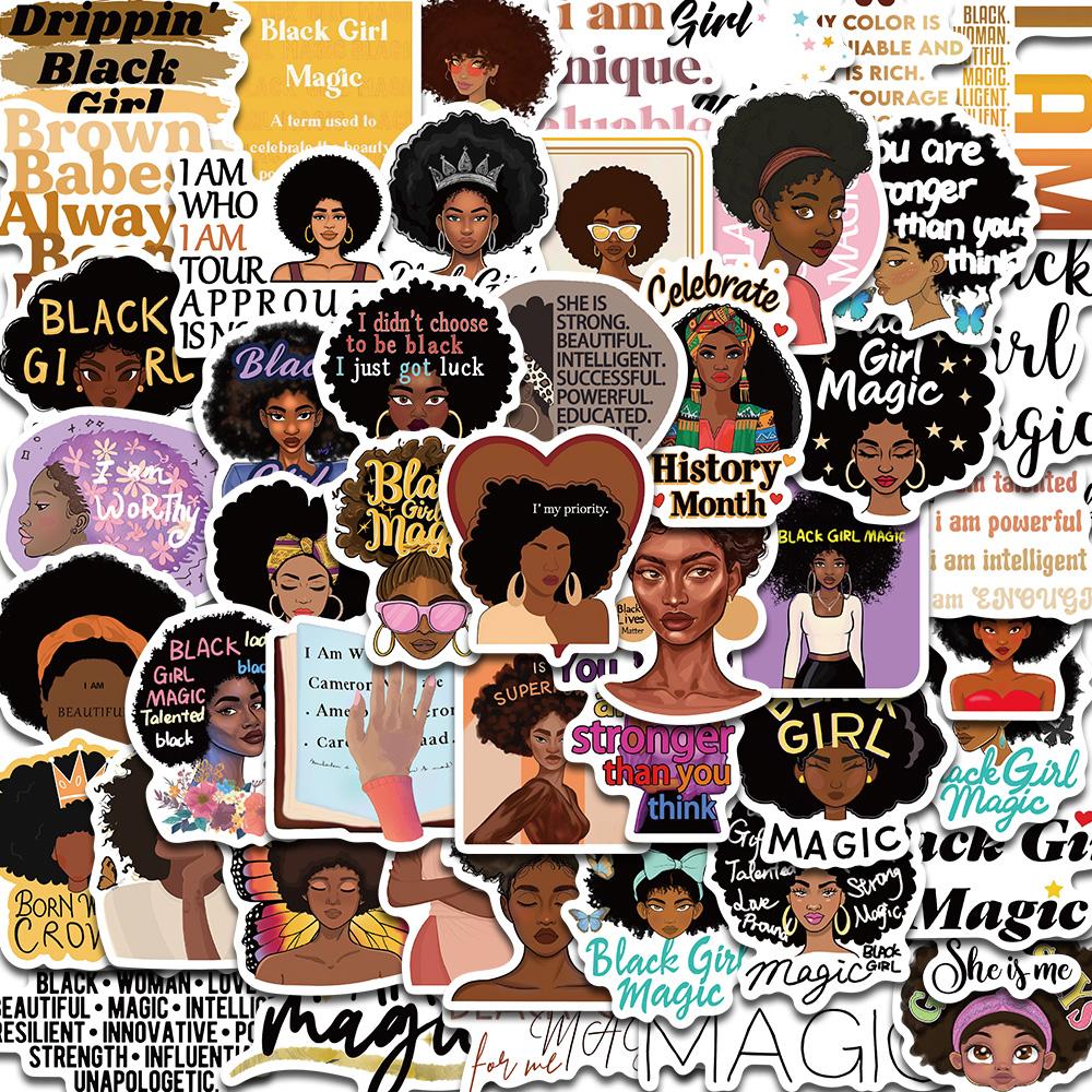 50PCS Black Magic Affirmation Sticker Modern Waterproof Classic DIY Scrapbook Coffee Luggage Skateboard Art Picture Sticker