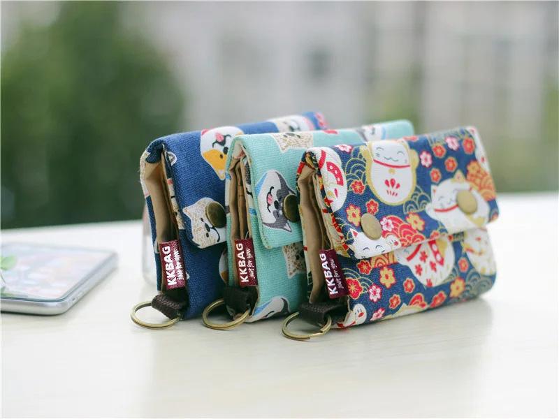 Canvas Cartoon Totoro Katze Gedruckt Hund Damen Faltbare Kurze Geldbörse Organizer Niedliche Mini Geld Schlüssel Tasche Münzbeutel für Kinder