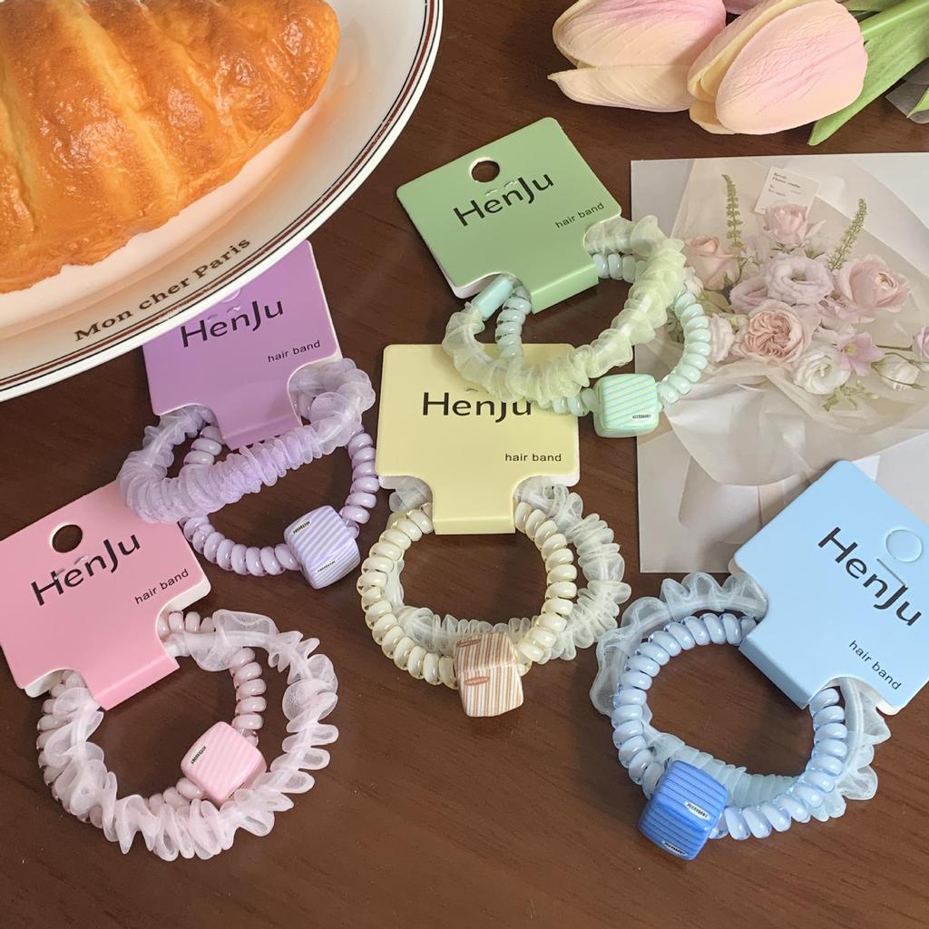 Korean High Elasticity Seamless Telephone Cord Hair Tie – Durable Hair Accessory for Influencers