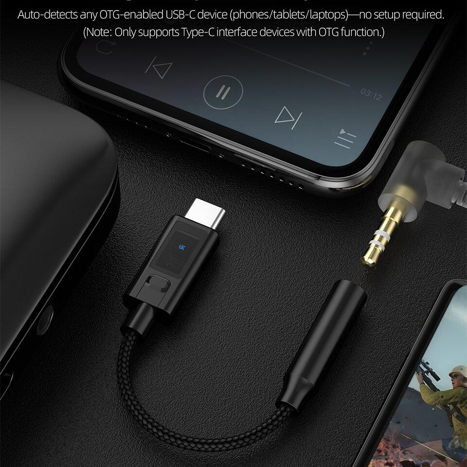 KZ AM02 Decodificador Portátil Amplificador de Auriculares de Audio de Grado Profesional Adaptador Digital Tipo-C a 3.5mm para EDX Castor pro ZS10 PRO