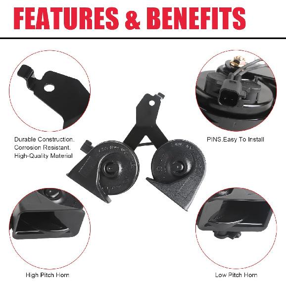 Horn Assembly With Bracket Compatible With 2009-2014 Ford F150 Replaces# 9L3Z-13832-A