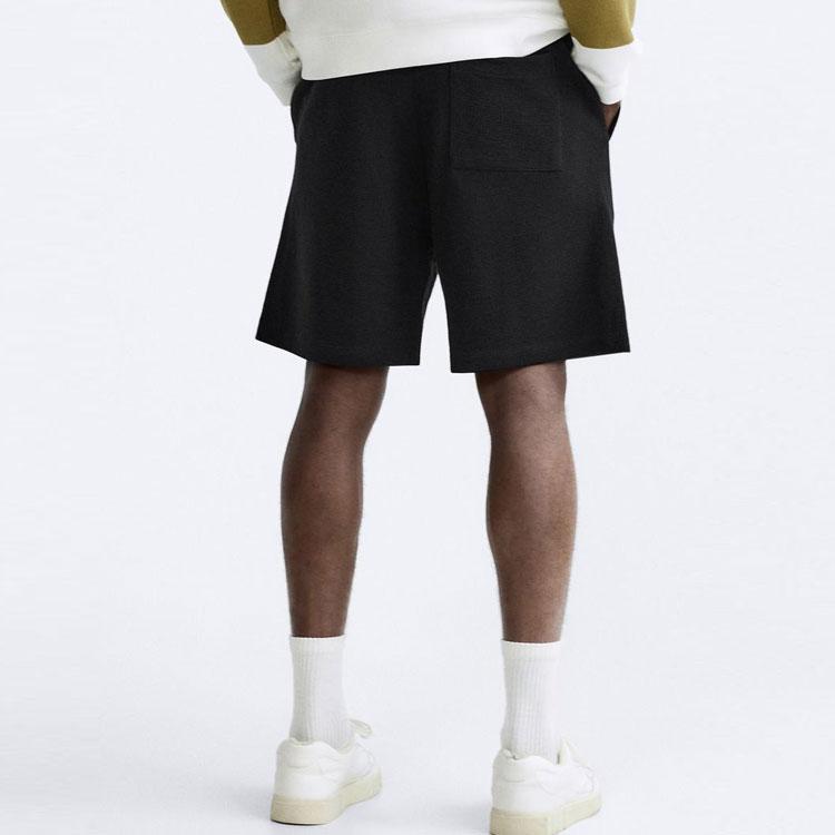 Zara Minimalist Solid Color American Straight Casual Shorts Men shorts Black 0761418-800