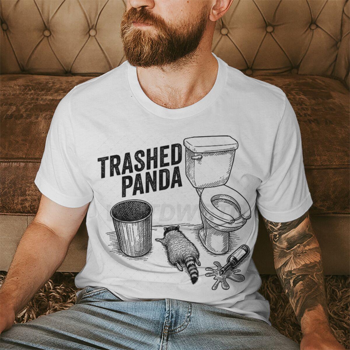 

Trashed Panda Print Raccoon Pattern Men T Shirt Casual Hip Hop Garbage Raccoon Streetwear Unisex Short Sleeve Fun Tshirts S