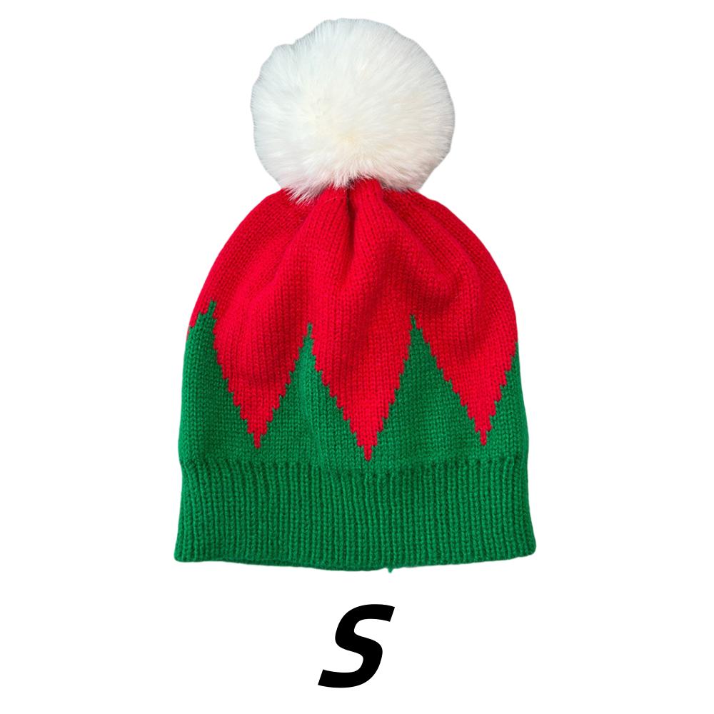 1PC/2PCS Fluffy Balls Christmas Knitted Hat Winter Beanie Santa Hat 2026 New Year Party Kids Gift Navidad Noel Xmas Decoration