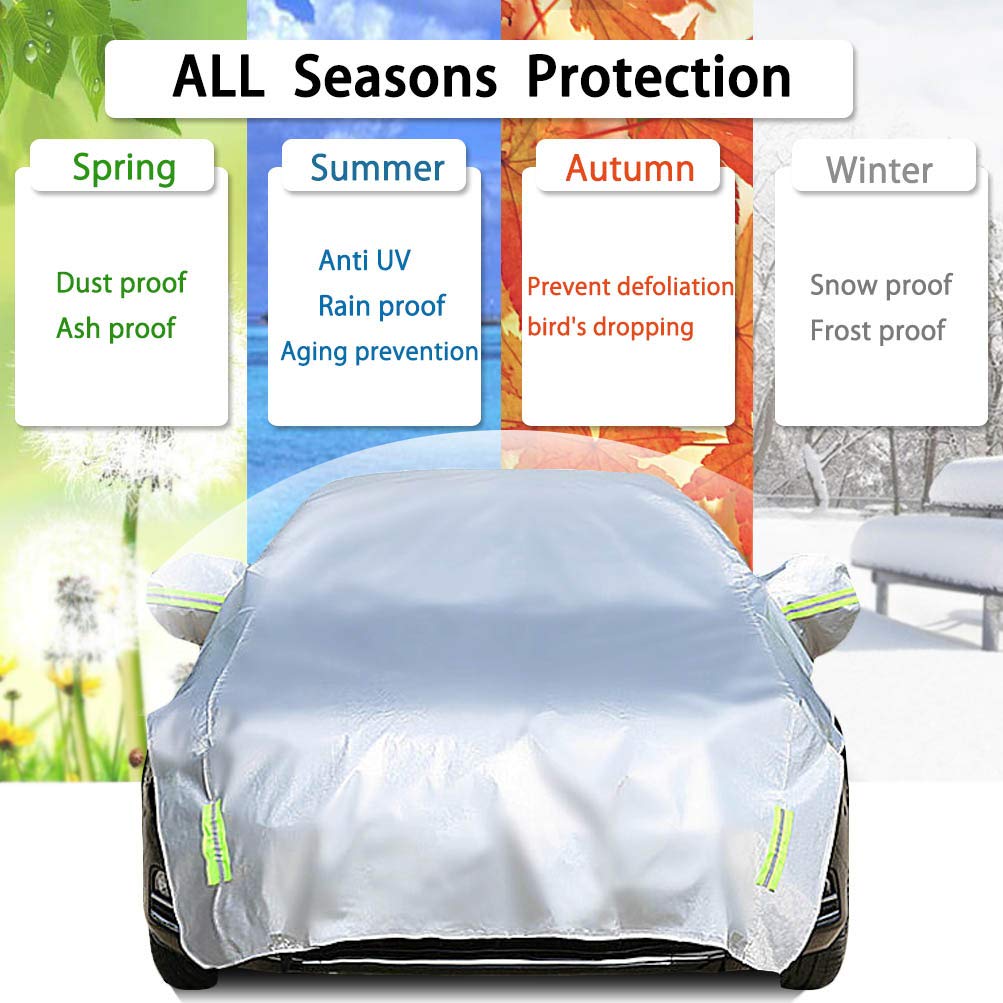 Konnfeir Half Car Body UV 210D Oxford Fabric Cover, Cover, Waterproof, Dustproof, Protection, (Sedan Compatible)