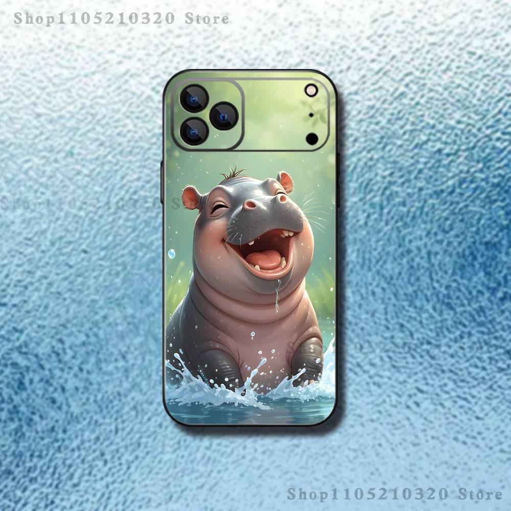 Cute Hippo Hippopotamus Phone Case For iPhone 17,16,15,14,13,12,11,Pro,Max,Plus,E,Air,Mini Protective TPU Cover