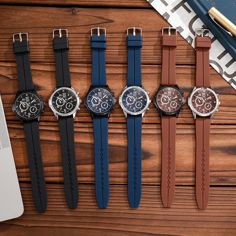 Men'S Watch Color Dial Silicone Temperament Trend Casual Quartz Watch Men Was