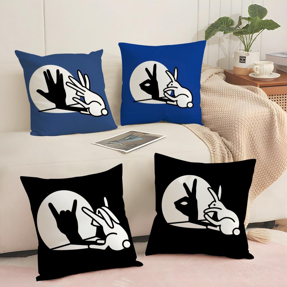 Funny Rabbit Hand Cushion Cover Short Plush Doublesided Print Square Throw Pillow Covers Sofa Home Cushion Decor