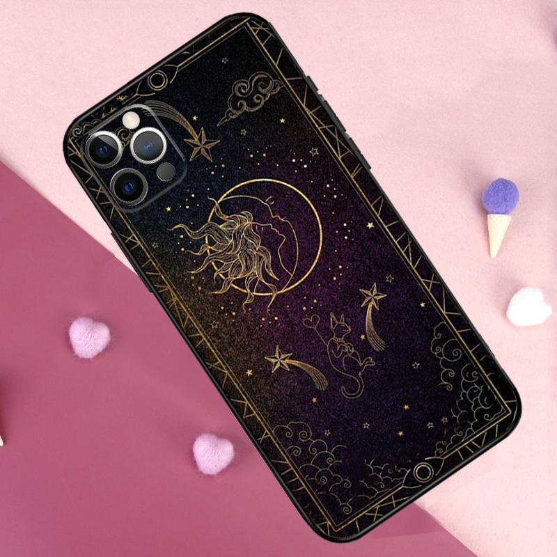 Crescent Moon Sun Phone Case For iPhone 17 Pro Max 11 14 15 16 Pro Max Plus 12 13 Mini 16e 17 Air Back Cover