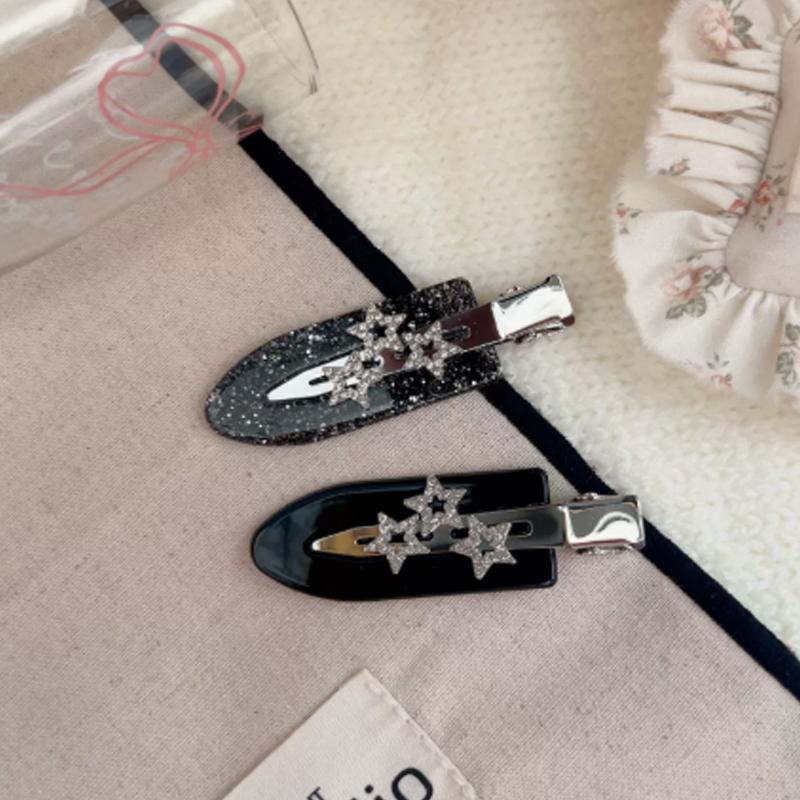 2 Stück Flash Diamant Stern Nahtlose Seiten Haarspangen Retro Mode Pony Haarspange Haarschmuck für Frauen Make-up Styling