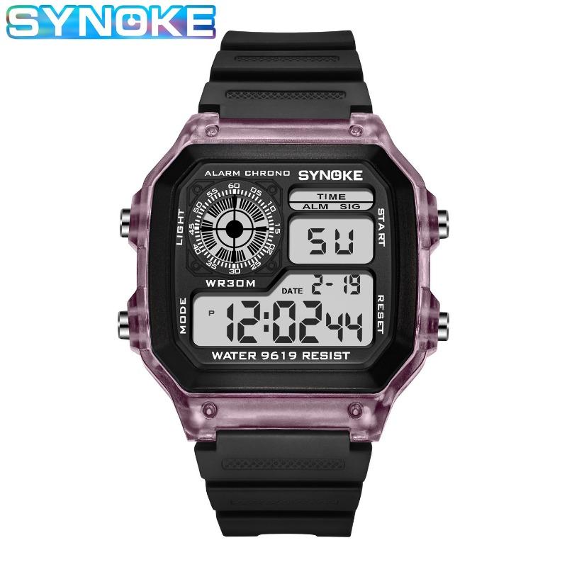 New Top Brand Transparent Color Electronic Watch Luminous Waterproof Sports Men's Square Classic Retro Fashion Sports Student Watch