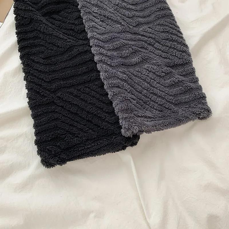 Pants for Women Plus Size Thickened Stretchy Elastic High Waist Long Trousers Solid Colour Fleece Casual Wide Leg Pants