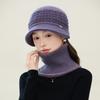 Hats for Women In Autumn and Winter Fashionable Cold Proof Plus Velvet Pot Hat  Diamond Mark  Prismatic Mother Hat  Versatile Scarf Warm Set New