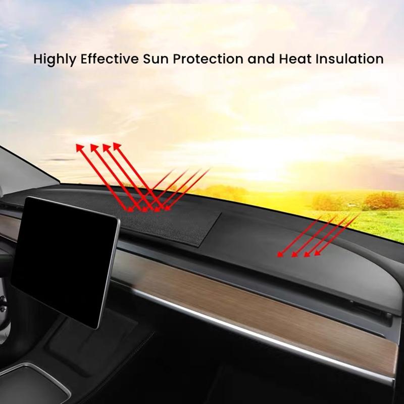 Flannel Dashboard Cover Pad For Tesla Model 3 Y 2017-2023 Sunshade Protector Anti-UV Dash Mat Sunshield Non-slip Car Accessories