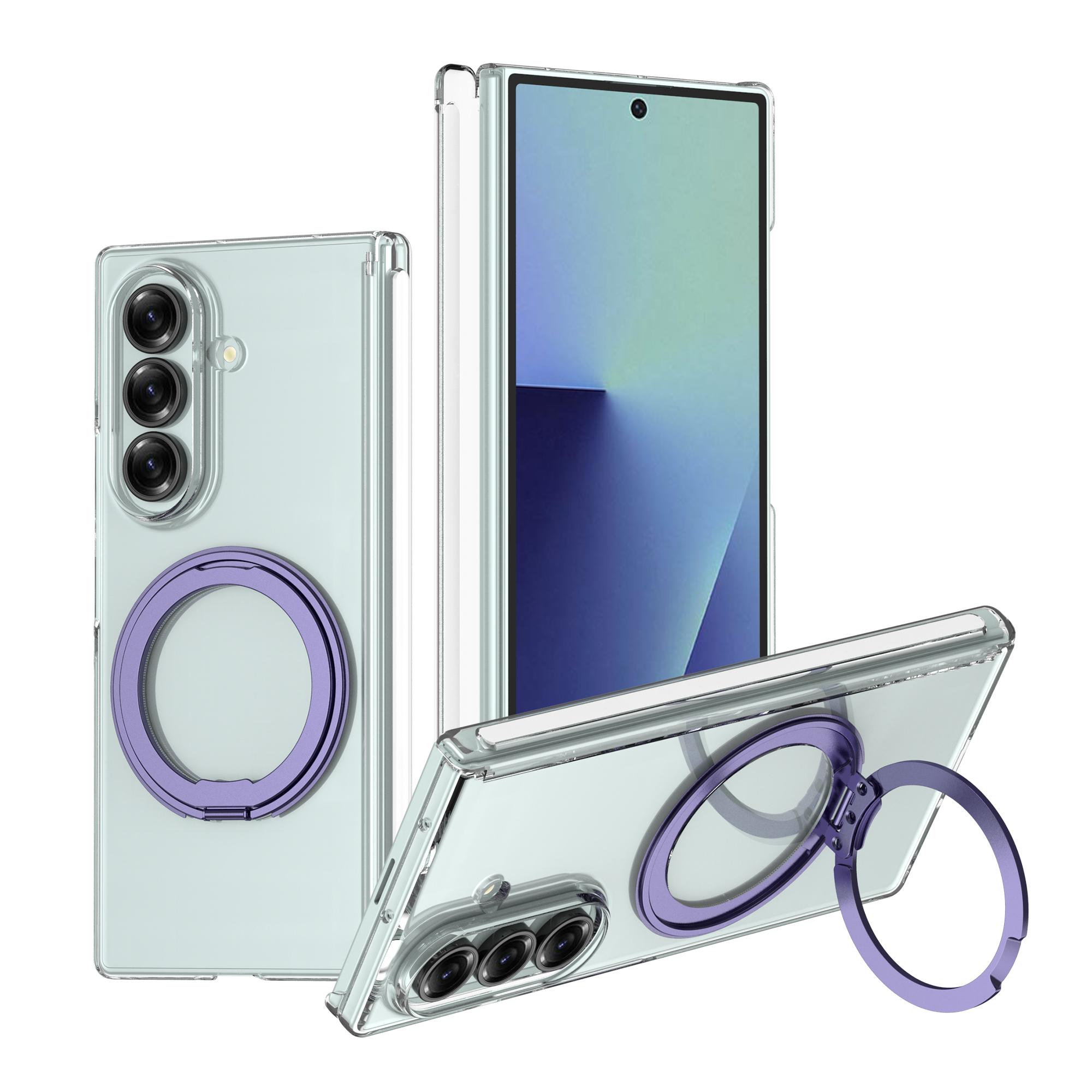 

360 Magnetic Kickstand Phone Case for Samsung Galaxy Z Fold 7 Wireless Charging Compatible with Z Fold 7 Protective Back Cover Galaxy Z Fold7 фіолетовий