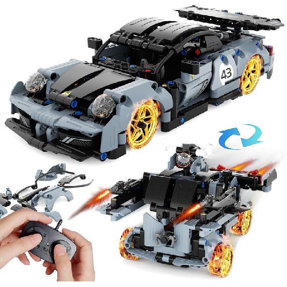 STEM Remote Control Car Building Kit Toys for Kids Age 8-12 with 2in1 STEM Robots Building Set Remote & APP Controlled Car/Robot, RC Car Toy Set for
