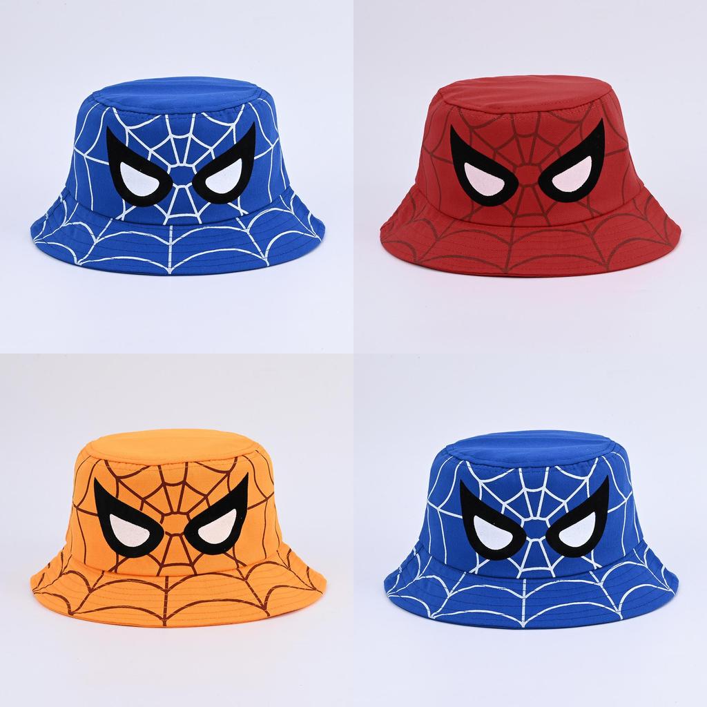 Cartoon Spider Fisherman Hat With Sun Protection For Kids Outdoor Summer Casual Wear