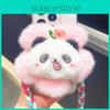 Adorable Plush Cartoon Flower Panda Mobile Phone Holder Cute Accessory Keychain