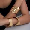 European Classical Gold Wide Cuff Bracelet: Personalized, Exaggerated, High-End Hollow Design for Women
