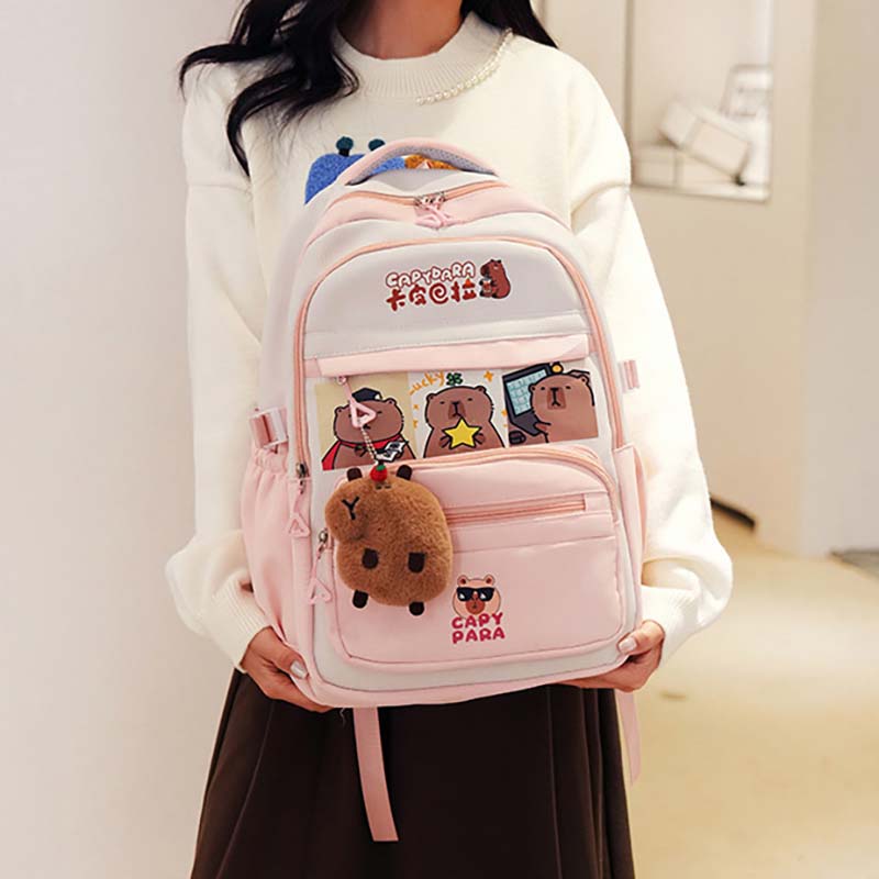 New Capybara Lightweight Burden-reducing Backpack Large Capacity Spine-Protective Wear-Resistant Waterproof Schoolbag for Primary School Students