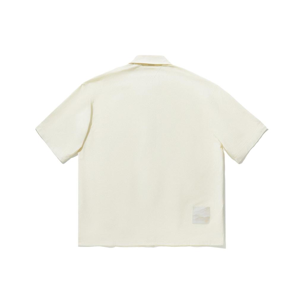 Li Ning X Jackie Chan Collaboration Kung Fu Series Solid Color Loose Casual Pullover Short Sleeve T-Shirt Men T-Shirt Paper-White ASHU031-2