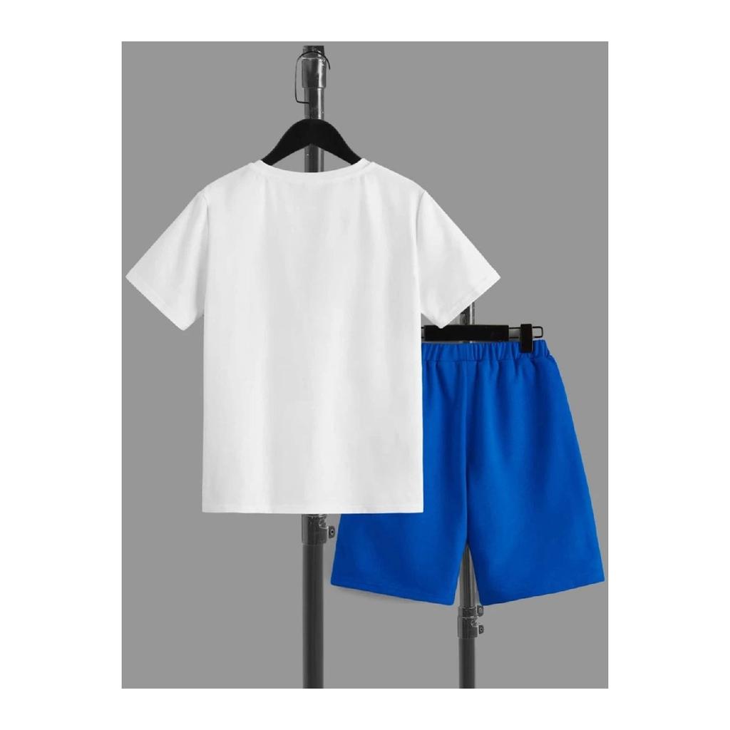 Brooklyn New York White T-shirt Gray Shorts - T-shirt With Shorts Top And Bottom Set Printed Crew Neck