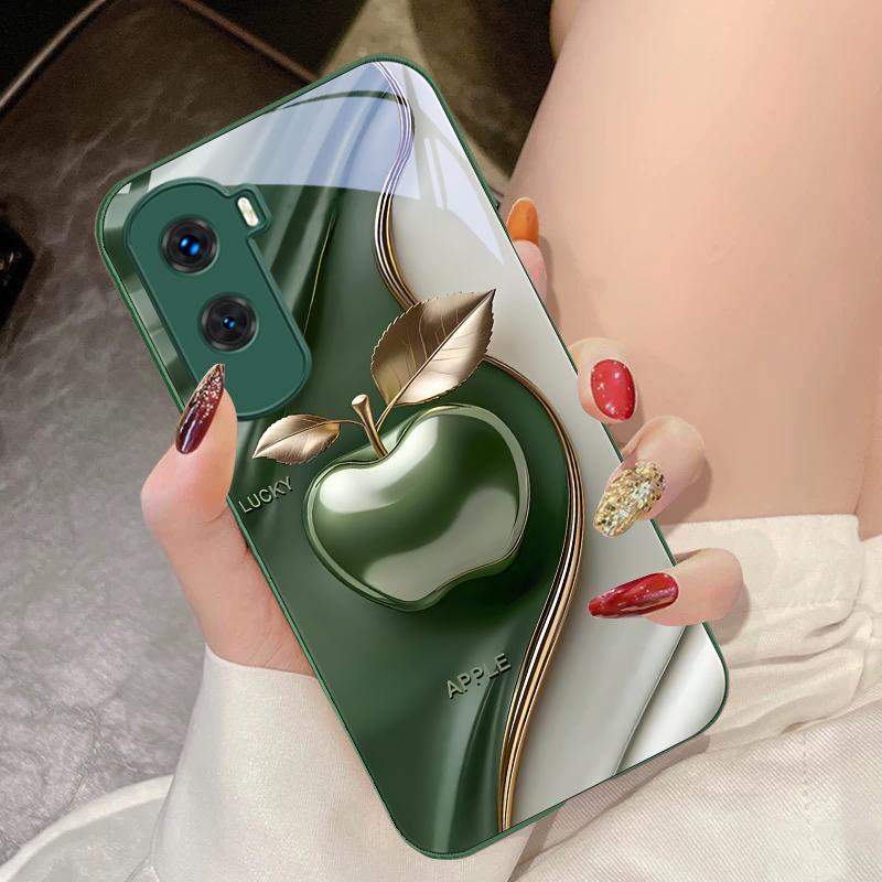 

Happy Black Apple For Honor 200 90 8X 9X Pro Lite P50 P40 Nova 10 11i P60 Magic4 6 Mate 20 50 Tempered Glass Phone Case For Huawei P40 Pro