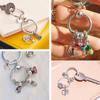 Keychain 925 Sterling Silver Round Dangle Moment Key Ring Charm Holder For Bag Fit Original Charms Letter Beads Christmas