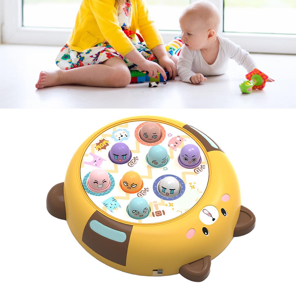 Interactive Whack Toy for Kids 360 Degree Rotating Cute Emoticon Music Light Hammering Pounding Toy