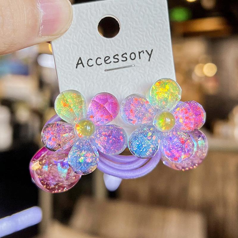 2PCS New Lovely Colorful Crown Bear Girls Elastic Hair Bands Hair Accessories Children Hair Ties Baby Headwear