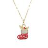 Women's New Year Zircon Clavicle Necklace - Christmas Red Sock Charm with Micro-Paved Zircon.