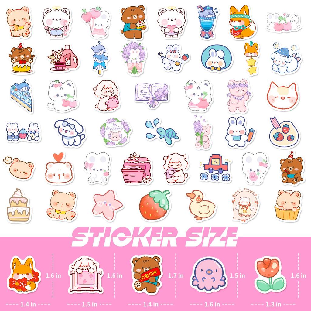 100 Cute Bear Stickers: Cartoon Stationery for Water Bottles & Notebooks