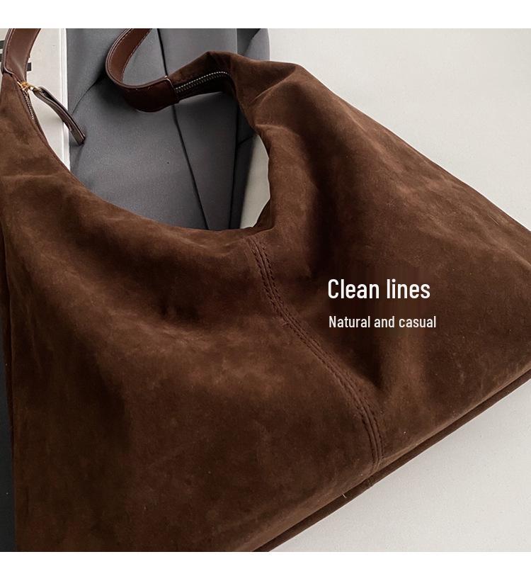 Women's Retro Suede Autumn Tote Bag - Versatile, Large Capacity Shoulder Bag