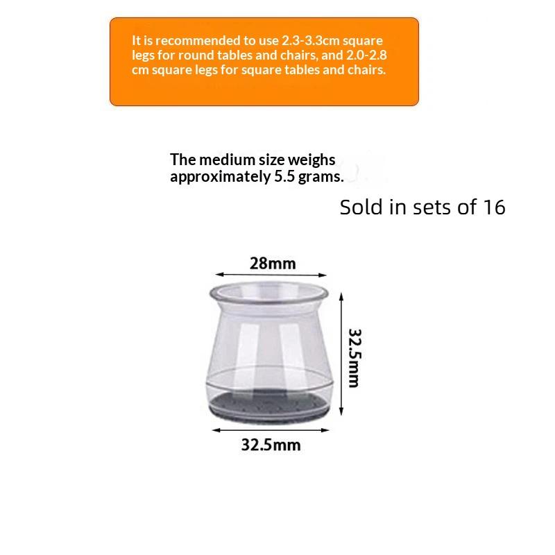 16 Pcs Transparent Silicone Chair Leg Protectors With Non Slip Felt Bottom Noise Reduction Perfect For Hardwood Floors Home