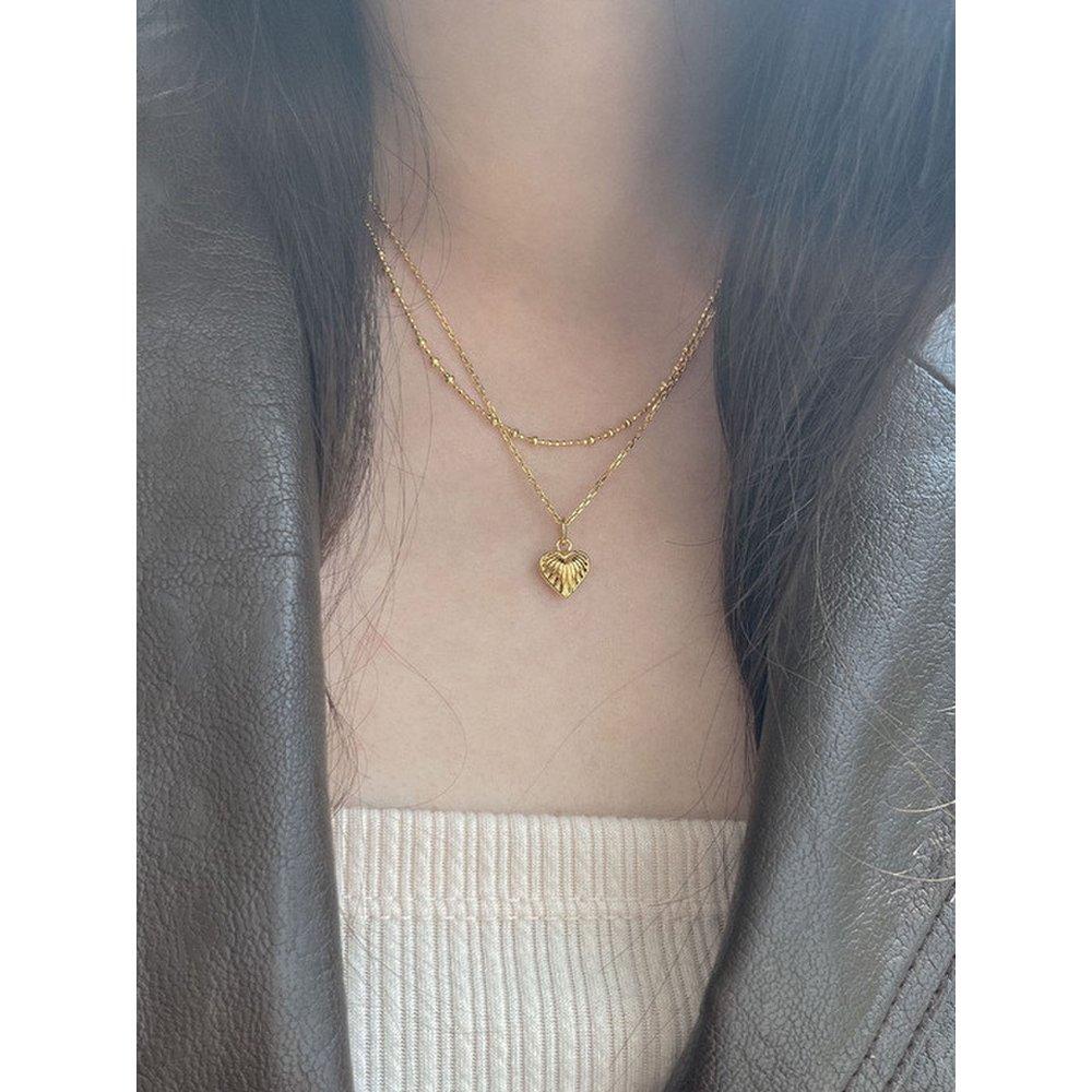 Silver925 Feather Heart Necklace (2Color)