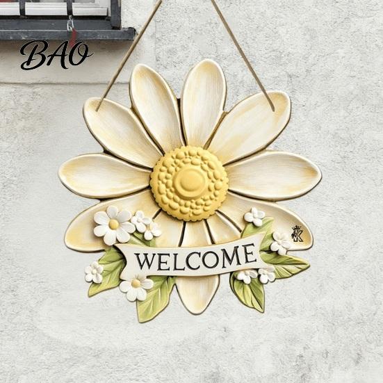 Weather Resistant Sign Wooden Welcome Sign, Rustic Door Hanging 2D Daisy Butterfly Print, Wall Art Halloween Thanksgiving Easter Seasonal Holiday for