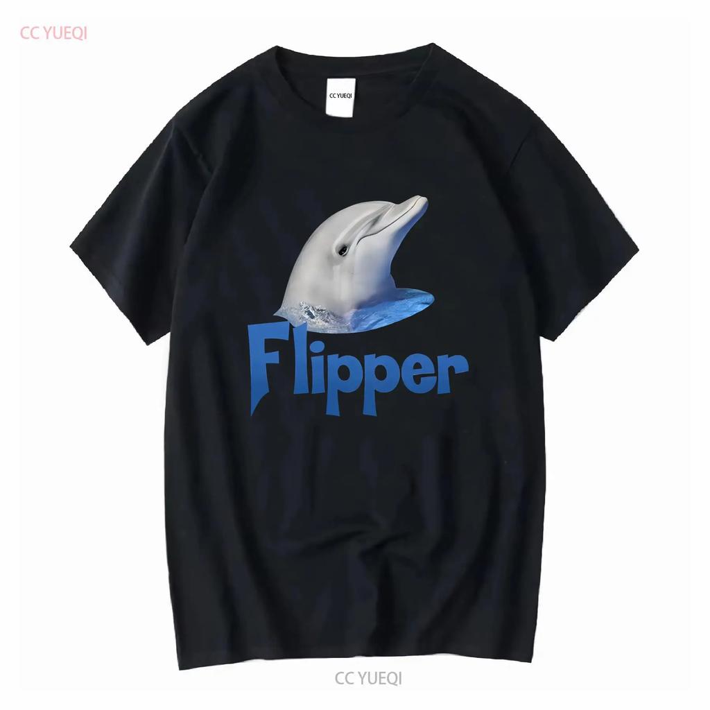 Flipper Head 90s Dolphin Kids Tv Show T Shirt Vintage Washed Stylish Casual Unisex Top For Everyday Wear Streetwear Slightly