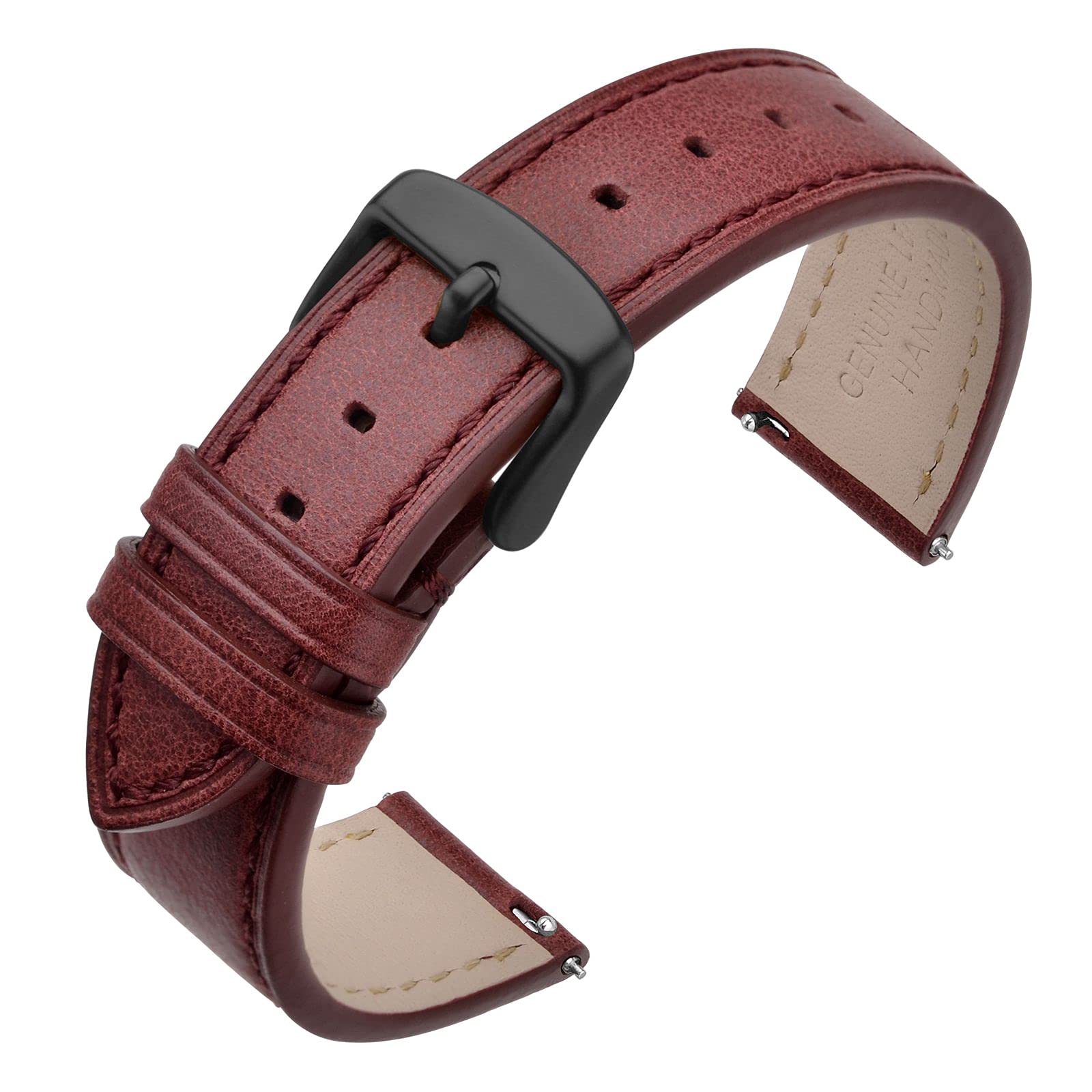 

ANNEFIT Leather Quick-Release Replacement Watch Band 0.67/0.7/0.75/0.79/0.83/0.87 inches (17/18/19/20/21/22 mm), Leather Stainless Steel 20mm