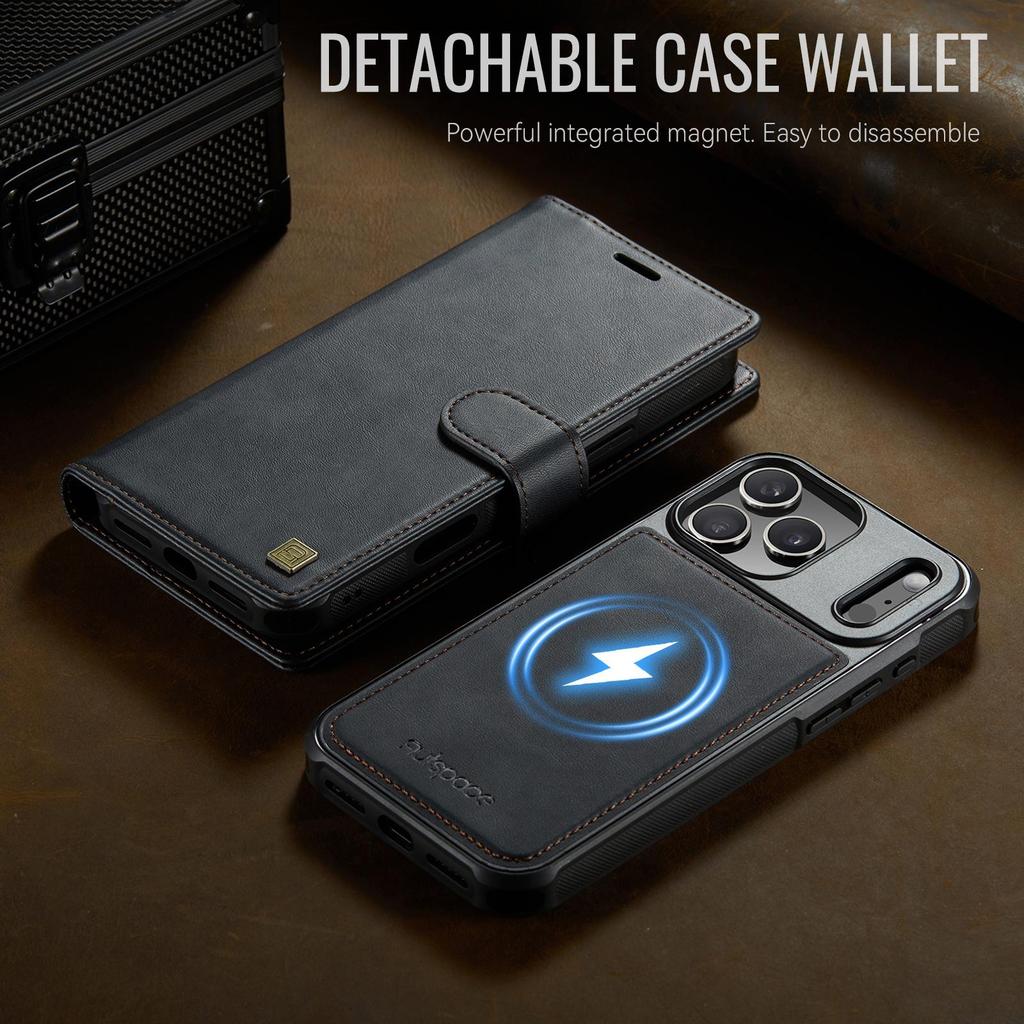 Detachable Flip Magnetic Leather Phone Wallet Case Book With Stand For Magsafe iPhone 17 16 15 12 Pro Max Samsung S25 Plus S24 Ultra Card Holder Cover