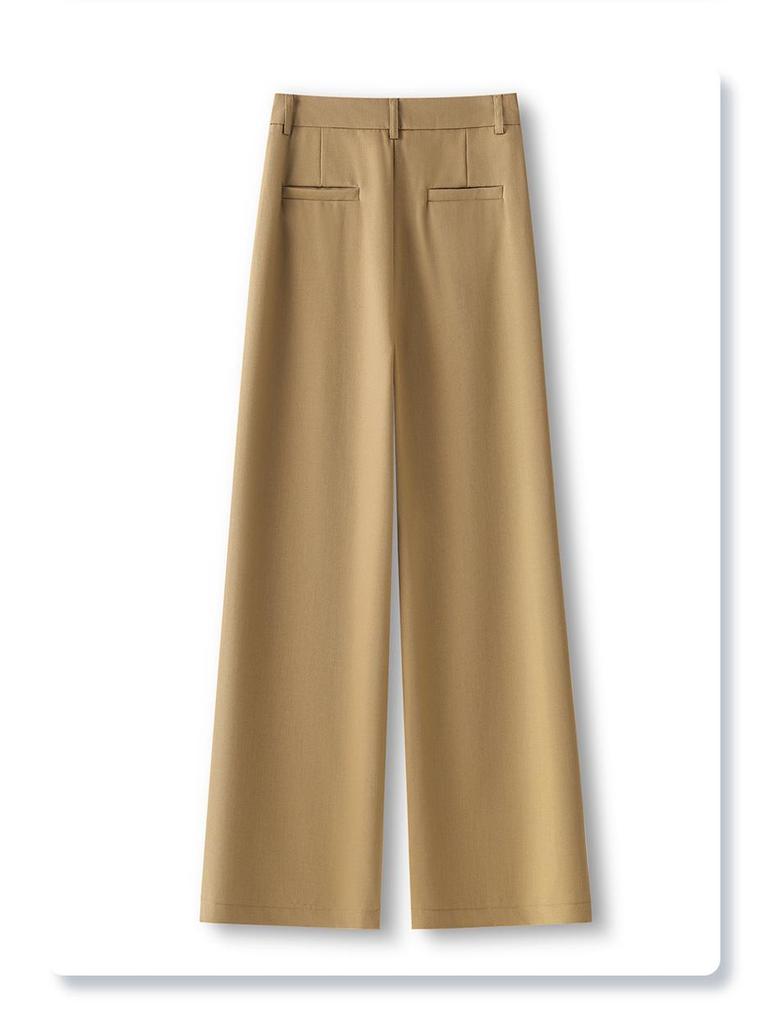 Women's 2025 High-Waist Black Wide-Leg Pants: Elegant, Casual, Straight-Leg Fit for Spring